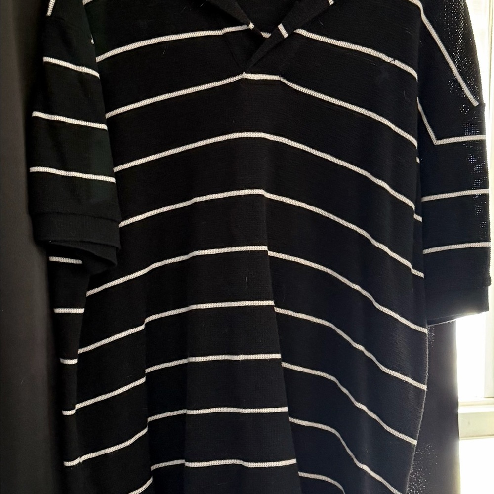 Ralph Lauren Men’s Black V-Neck Sweater with White Stripes